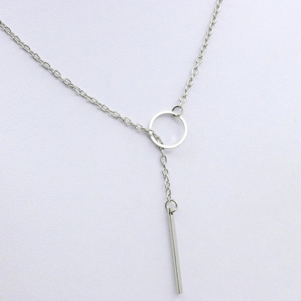 Infinity Silver Circle Drop Necklace - image 4